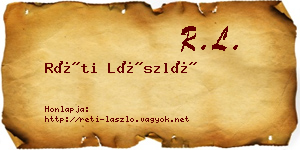 Réti László névjegykártya